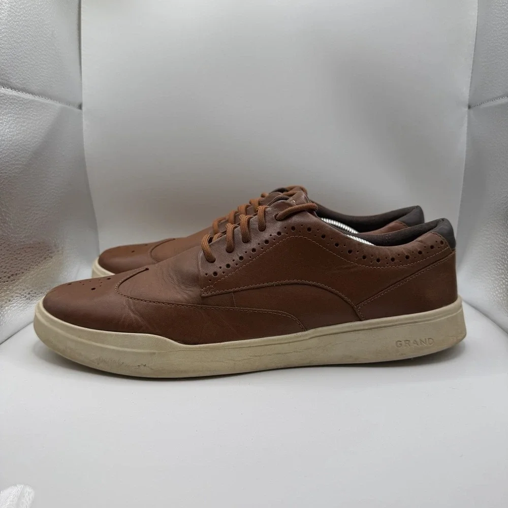 Cole Haan Grand Crosscourt Wingtip Sneakers C35974 Shoes Tan Mens Size 12 M